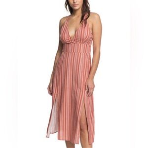Roxy Midi‎ Dress Rust Striped Size Small